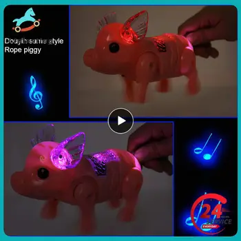 1-8 шт. Милые Электрические свиньи на поводке, музыкальные игрушки для выгула свиней со светодиодной подсветкой, электронные домашние животные, тянущие веревку, Интерактивная игрушка для детей