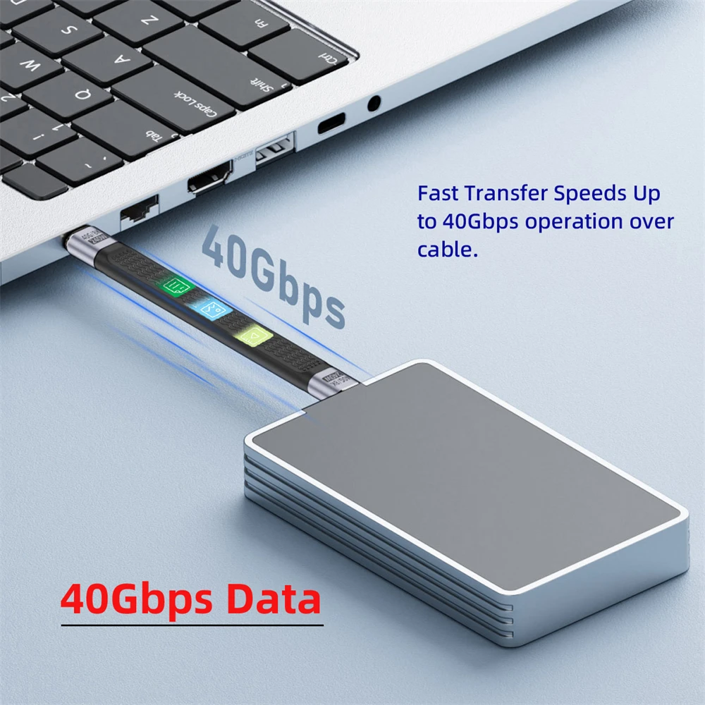 Кабель USB C Chenyang USB4 USB Type C 40 Гбит/с PD 240 Вт 100 Вт 8K Плоский тонкий удлинитель для зарядки данных FPC 13 см