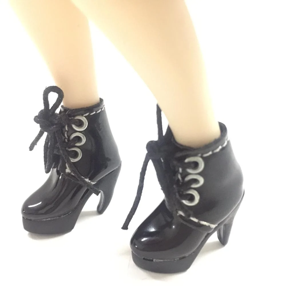 Черные туфли 1/8 BJD для куклы Блайт, мини-игрушки, сапоги на высоком каблуке 2,5 см, бесплатная доставка