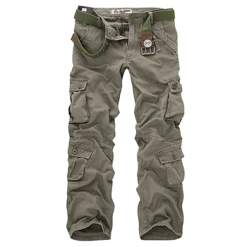 2023 Высококачественные мужские брюки карго Повседневные Свободные военные брюки с несколькими карманами Длинные мужские камуфляжные джоггеры для бега трусцой Плюс размер 28-40