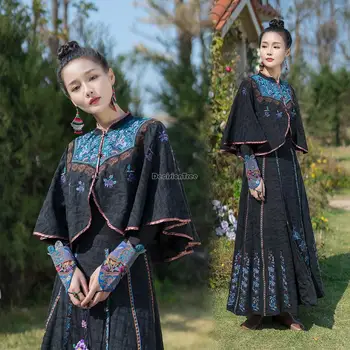 2023 китайский ретро национальный стиль улучшен короткая накидка китайские женщины пальто шаль вышивка блузка свободного типа блузка s448
