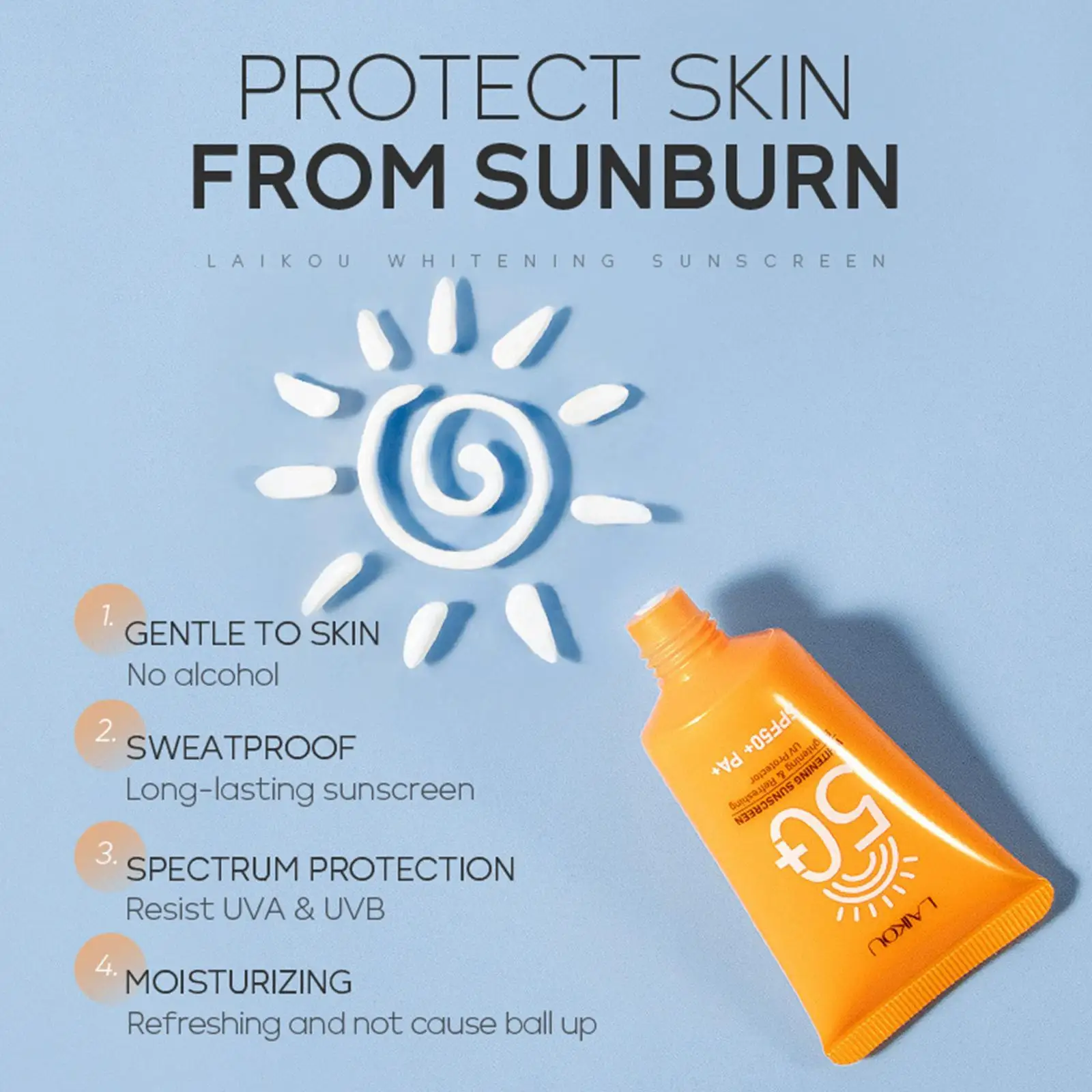 LAIKOU Отбеливающий SPF50 + PA + Солнцезащитный Крем Для Ухода За Кожей Лица Отбеливающий Коллагеновый Увлажняющий Крем с Контролем масла UVA/UVB Sun