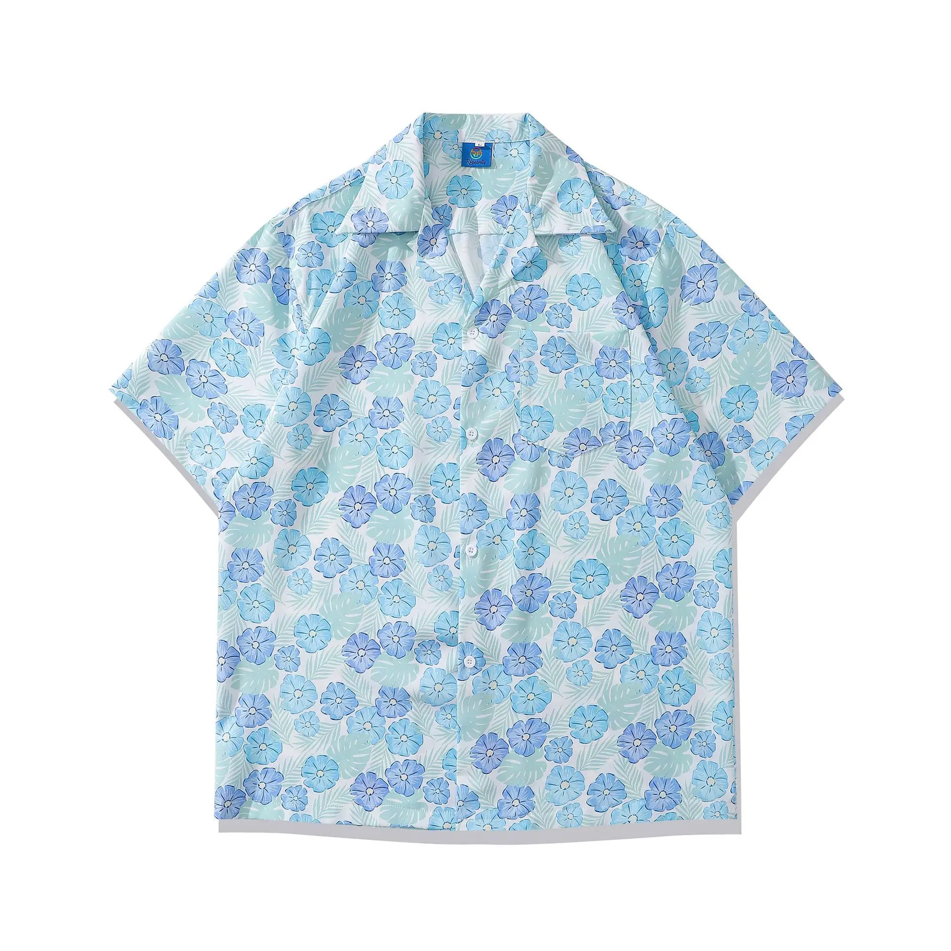 Летняя винтажная рубашка с короткими рукавами и цветочным принтом, мужской модный бренд, свободная пара, повседневная универсальная рубашка в цветочек