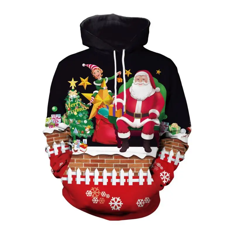 Рождественские толстовки для мужчин, толстовка Harajuku, Уличная одежда с капюшоном, пуловер для пары, Теплая мужская осенняя одежда с карманами, M-Xxl