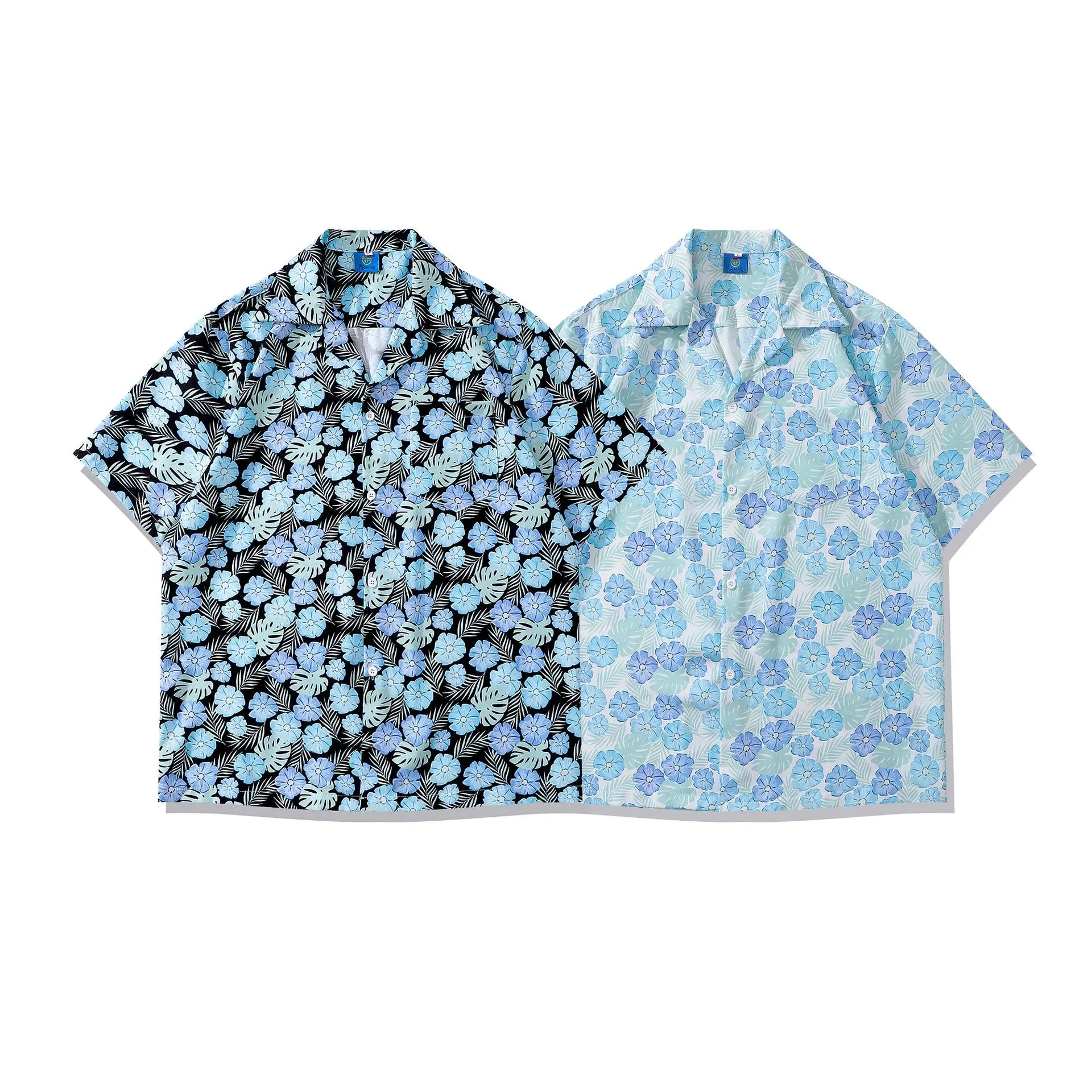 Летняя винтажная рубашка с короткими рукавами и цветочным принтом, мужской модный бренд, свободная пара, повседневная универсальная рубашка в цветочек