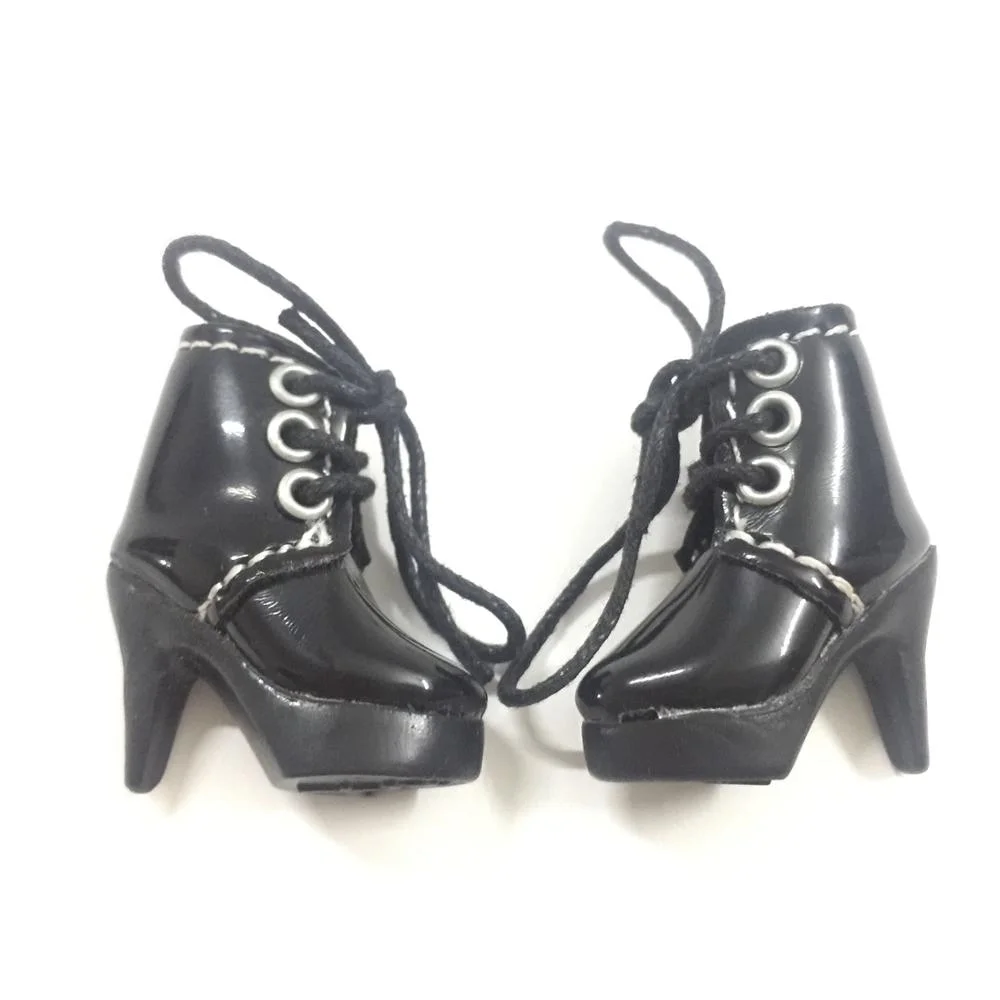 Черные туфли 1/8 BJD для куклы Блайт, мини-игрушки, сапоги на высоком каблуке 2,5 см, бесплатная доставка