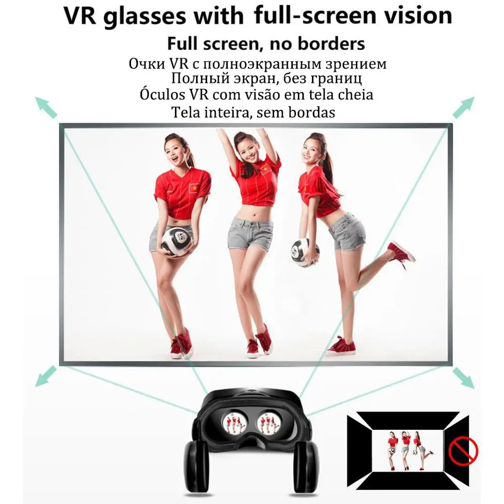 3D VR Гарнитура Смарт Очки Виртуальной Реальности Шлем для Смартфонов Телефонные Линзы с Контроллерами Наушники 7 Дюймов Бинокль