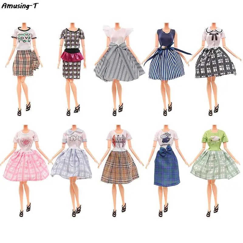 Новое платье для миниатюрной куклы в виде кукольного домика из 1 шт., короткая юбка, блузка, летняя одежда, модная одежда для кукол 30 см
