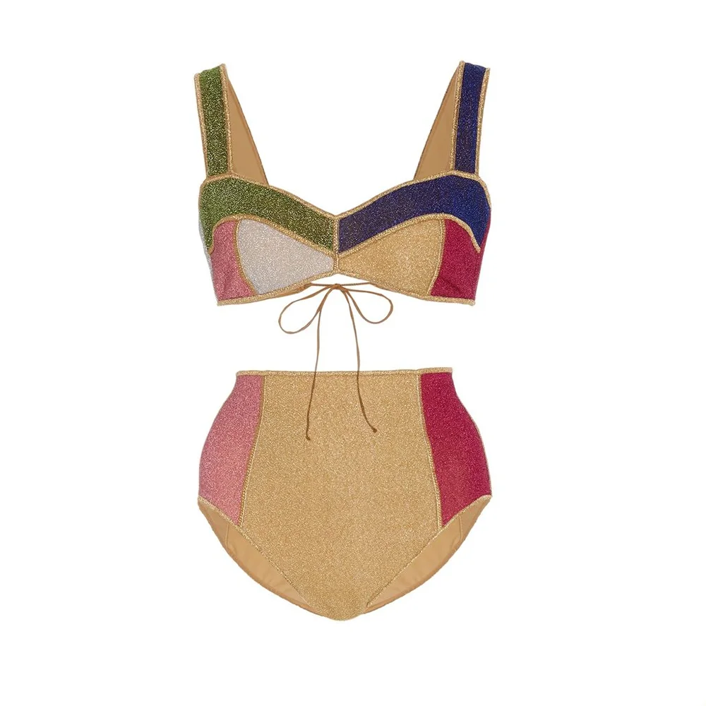Цветной блок Бикини с высокой талией, женский купальник из двух частей, без рукавов, шикарная пляжная одежда с бабочкой, Монокини, купальные костюмы, модные стринги