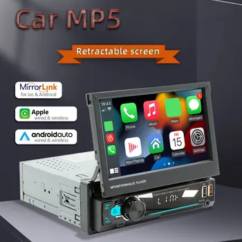 7-Дюймовое автомобильное радио, совместимое с Bluetooth, Беспроводной Carplay Android Auto Автомобильный MP5 плеер Mirrorlink Портативная автомобильная стереосистема HD WiFi USB TF