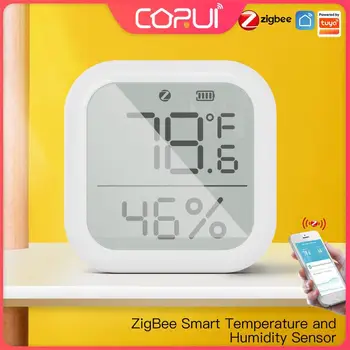 CORUI Tuya ZigBee Умный датчик температуры и влажности, гигрометр для помещений, детектор термометров, для управления приложением Нужен ZigBee Gateway