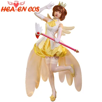HeavenCos Аниме Card Captor Sakura косплей костюм горничной Лолиты боевой костюм желтое платье