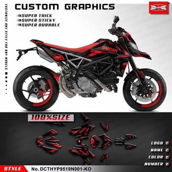 KUNGFU GRAPHICS Мотоциклетные Наклейки На Заказ Виниловый Комплект для Ducati Hypermotard 950 2019 2020 2021 2022 2023, Черный, Красный
