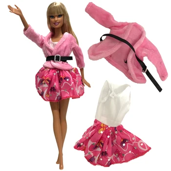 NK One Set Кукла, розовое пальто + платье, одежда ручной работы, Модное платье для куклы Барби, Аксессуары, Детские игрушки, подарок для девочек