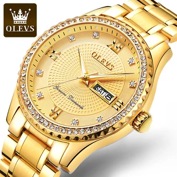 OLEVS 6618 Оригинальные модные кварцевые часы для мужчин с автоматической датой, роскошные наручные часы с бриллиантовым циферблатом, водонепроницаемые мужские деловые наручные часы