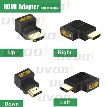 UVOOI HDMI-совместимый адаптер, разветвитель между мужчинами и женщинами, преобразователь на 90-270 градусов, удлинитель для адаптера монитора ноутбука PS4 HDTV