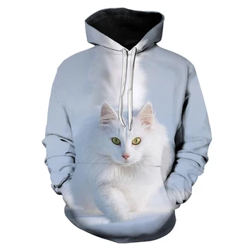 y2k graphic вентилируемые толстовки уличная одежда Блузка Есть шляпа толстовки Негабаритные вентилируемые толстовки Без застежки 3D печать домашняя кошка