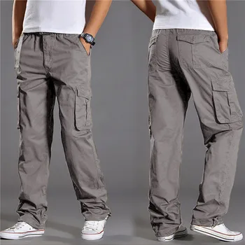 Брендовые повседневные брюки, мужские брюки-карго, хлопковые свободные брюки, мужские брюки, комбинезоны с несколькими карманами, прямые джоггеры Homme 3XL