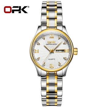 Женские наручные часы OPK Оригинальные роскошные женские часы Водонепроницаемые кварцевые женские часы из нержавеющей стали Золотые Reloj Mujer