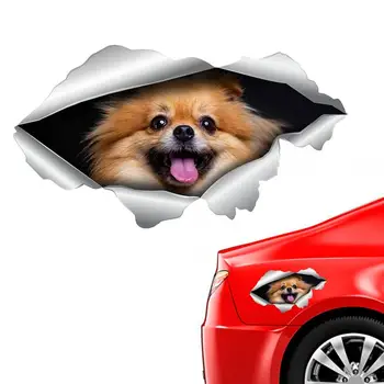 Забавная собачья голова в трещине, автомобильные наклейки, наклейки для мотоциклов, Декоративные товары на окна автомобиля, наклейка на холодильник, наклейка с трещиной для собаки