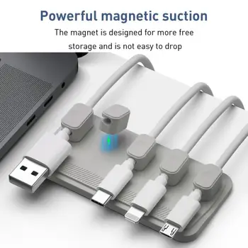 Кабельный органайзер USB-устройство для намотки кабеля Силиконовые зажимы для управления приборкой на рабочем столе Держатель кабеля для мыши Органайзер для проводов наушников
