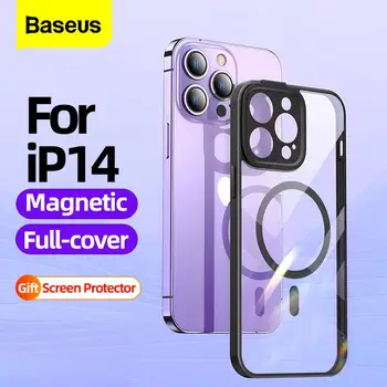 Магнитный чехол для телефона Baseus для iPhone 14 Pro Max 2022, новый противоударный защитный чехол, Прозрачная задняя крышка на магните, Fundas