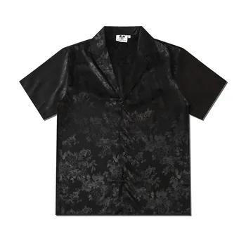 Модные черные рубашки с коротким рукавом Для мужчин, гавайские рубашки с цветочным рисунком для боулинга, Летняя праздничная одежда