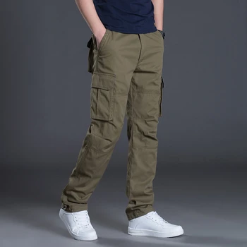 Мужские брюки для спецодежды, мужские летние брюки с несколькими карманами, мужские весенне-осенние свободные повседневные брюки для спецодежды с прямой трубкой