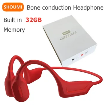 Наушники Shoumi с костной проводимостью для воспроизведения 10 часов с памятью 32 ГБ, Mp3-плеер, костяная гарнитура, беспроводные наушники Bluetooth с микрофоном