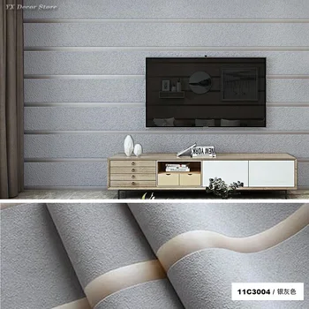 Нетканые современные простые обои в широкую полоску с утолщенной имитацией оленьей кожи Обои для спальни гостиной 3D
