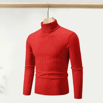 Однотонный свитер, мужской пуловер, свитер, предметы первой необходимости для зимнего гардероба, мужские вязаные свитера с высоким воротом, однотонные цвета