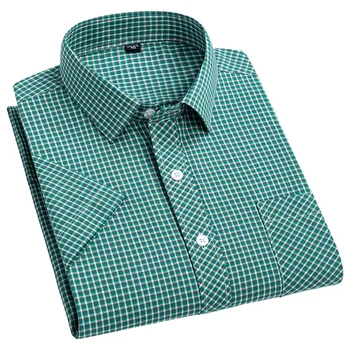 Плюс Большой Размер 6XL 5XL Мужская Рубашка С Коротким рукавом В Стильную Клетку, Летние Тонкие Рубашки из 100% Хлопка Для Отдыха, Клетчатая Мужская Блузка