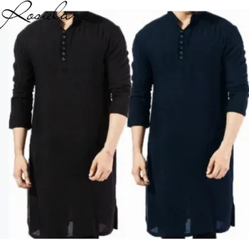 Плюс Размер Мусульманская Мода Арабская Рубашка Длинные Рубашки Халат Турецкая Одежда Дубай Мужская Одежда Исламская Курта Man Abaya Homme 4XL 5XL