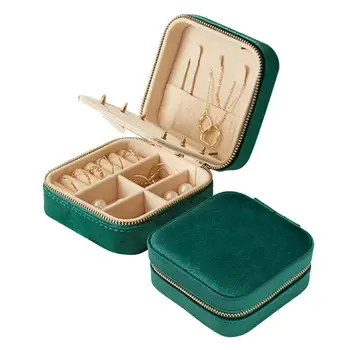 Плюшевая дорожная шкатулка-органайзер для ювелирных изделий, мини-подарочный футляр для женщин и девочек, маленькая портативная дорожная шкатулка-органайзер для сережек