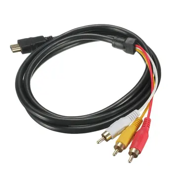 Позолоченные разъемы 5 футов 1,5 М 1080P HDTV HDMI-совместимый-совместимый штекер с 3 RCA аудио Видео AV-кабель Шнур Адаптер