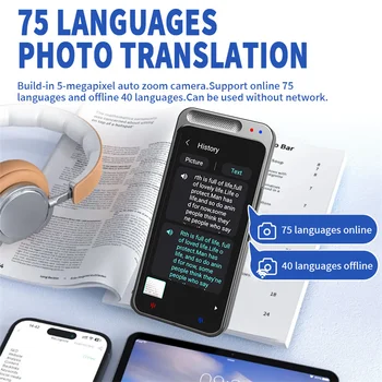 Портативный аудиопереводчик Z6 Smart Voice Translation Поддержка 138 языков В автономном режиме В режиме реального времени Машина для перевода фотографий