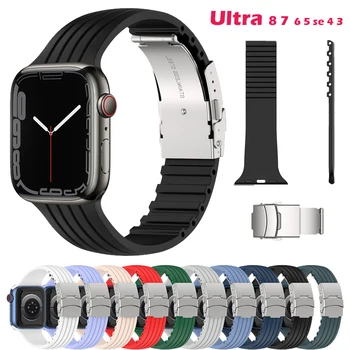 Ремешок для Apple Watch band 44мм 40мм 49мм 45мм 41мм 38мм 42мм Силиконовый браслет correa iwatch ultra series 3 5 6 se 7 8 45/44 мм