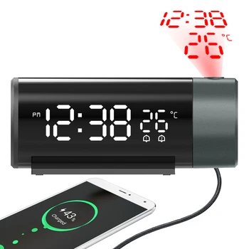 Светодиодный цифровой проекционный будильник, настольные электронные настольные часы, USB-проектор времени пробуждения, часы с функцией повтора
