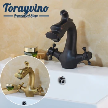 Смеситель для ванной Torayvino Dragon Design Смесители для бассейна Torneira Роскошная Раковина, установленная на бортике, Смесители горячей и холодной воды с 2 ручками управления