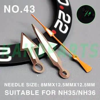 Стрелки часов с Зеленой Люминесцентной Розово-золотой отделкой 12,5 мм для Miyota NH35/NH36/NH38