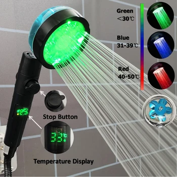 Цифровой дисплей температуры Насадки для душа с 3/7 Сменами цветов СВЕТОДИОДНЫЙ вентилятор для душа высокого давления, распылитель дождевой насадки для ванной комнаты