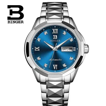 Швейцарские мужские часы Binger, Новые Японские механические наручные часы Miyota с автоподзаводом, Сапфировое стекло, календарь из вольфрамовой стали