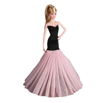 1/6 Одежда для куклы BJD, Черно-Розовое платье принцессы с рыбьим хвостом для Барби, одежда для кукол Барби, наряды, Вечернее платье, игрушки 11,5 