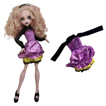 1 ШТ. Модное фиолетовое платье для кукольных нарядов Monstering High, шикарная одежда для Ever After High, платье 1/6 BJD, аксессуары