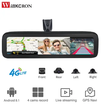 12-дюймовое Автомобильное Зеркало Заднего Вида с 4 Объективами Камеры Android 8.1 GPS Навигация 2G RAM 32GB ROM 4K ADAS HD 1080P Видеорегистратор Dash Cam