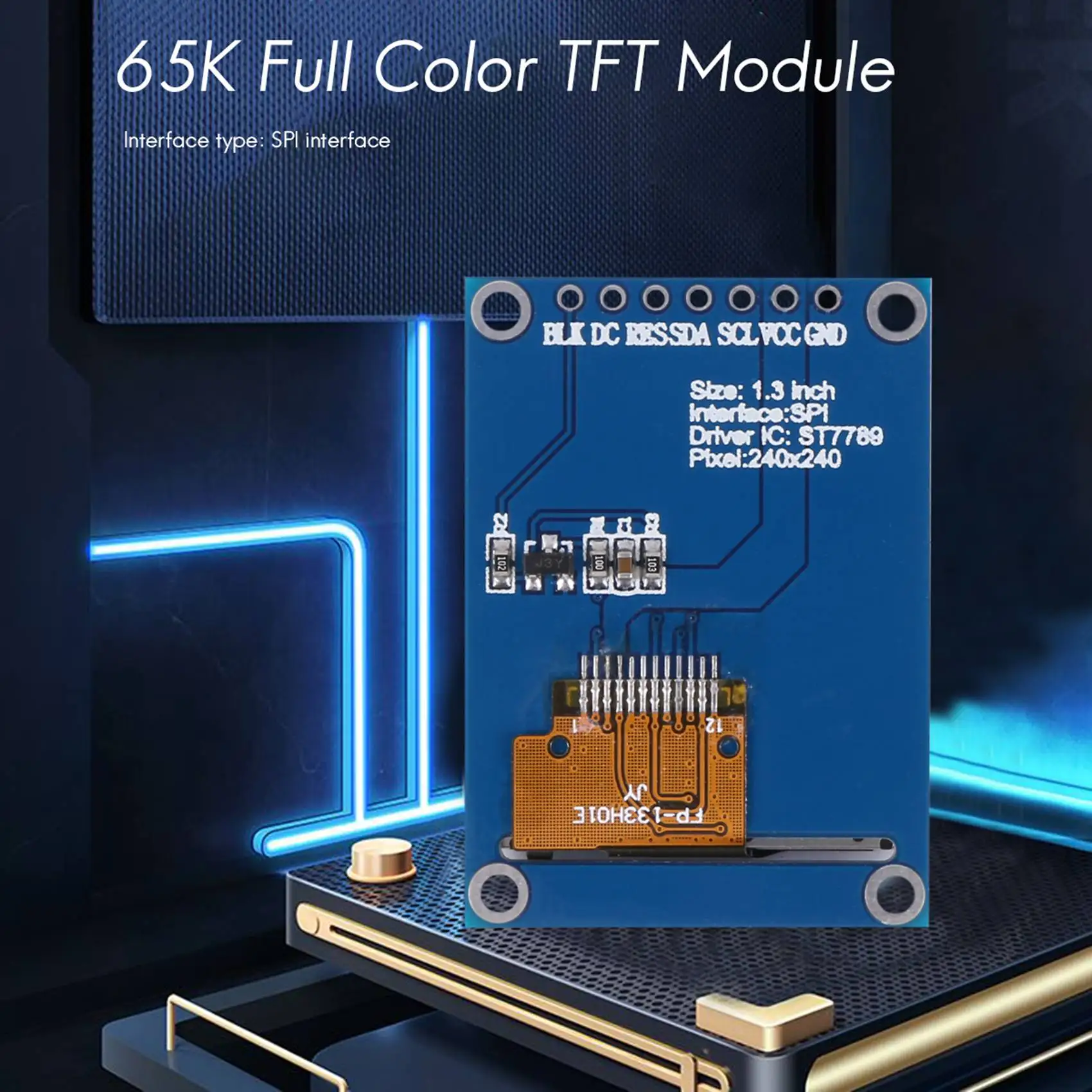 1,3-дюймовый Ips Hd Tft St7789 Микросхема привода 240 x 240 Spi Связь Интерфейс Spi с напряжением 3,3 В Полноцветный Tft ЖК-дисплей