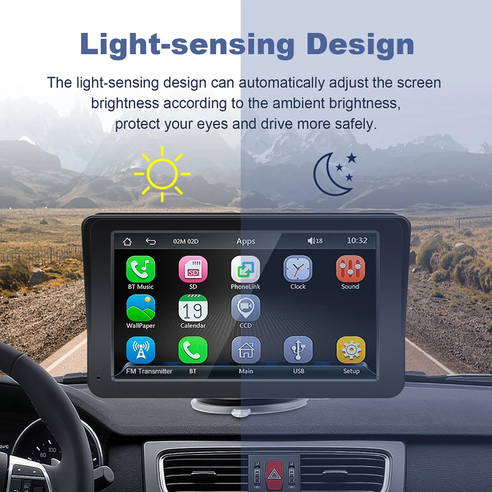 Беспроводная автомагнитола Carplay Android Auto, совместимая с Bluetooth, 7-дюймовое мультимедийное радио, автомобильная стереосистема WiFi MirrorLink, встроенный динамик