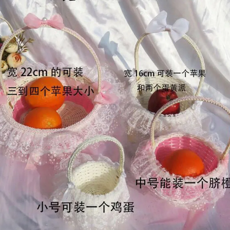 Портативная ротанговая Свадебная Цветочница Украшает цветочную корзину Детской корзиной для цветов, Корзинами для хранения пасхальных конфет