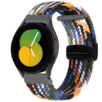 20 мм Магнитный Ремешок для Samsung Galaxy watch 4 5 pro active 2 Gear S3 плетеный solo loop 22 мм браслет correa Huawei watch GT 2 3