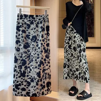 2023 Новые женские леопардовые юбки с эластичной высокой талией, Женские Трапециевидные Длинные юбки Faldas Femme Уличная одежда